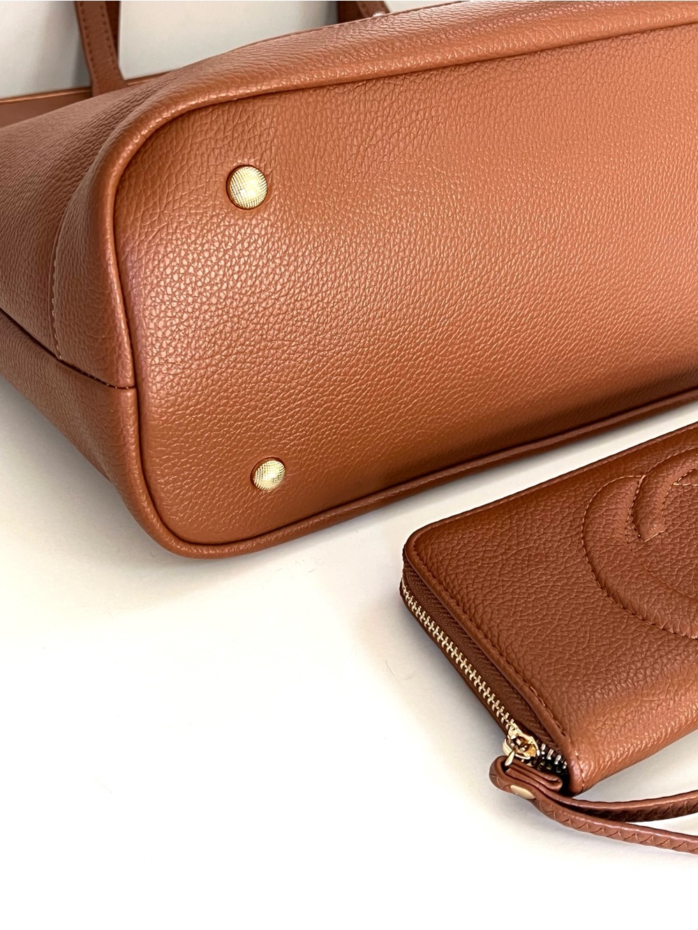 No Brand Fashion GC Tan Tote Bag With Matching Continental Wallet NWT - Picture 8 of 13